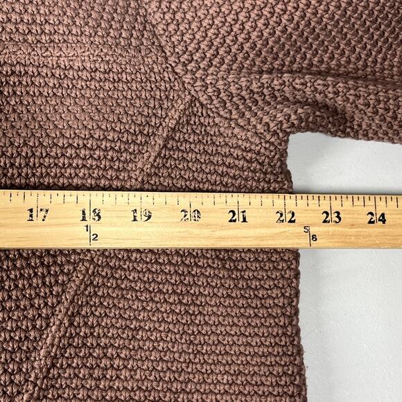 Willow Cardigan Sweater M Brown Heavy Knit Cotton Boho Lagenlook Wooden Buttons - Picture 10 of 14